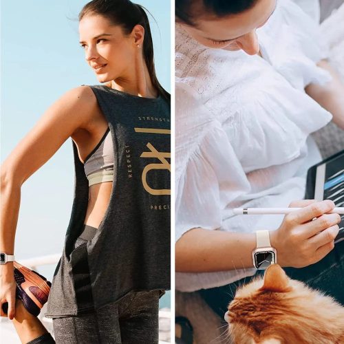 Apple Watch 7/8 (45mm) Tech-Protect Defense360 tok és üvegfólia sötétkék/narancs