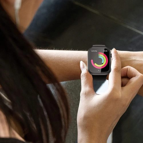 Apple Watch 7/8 (45mm) Tech-Protect Defense360 tok és üvegfólia sötétkék/narancs