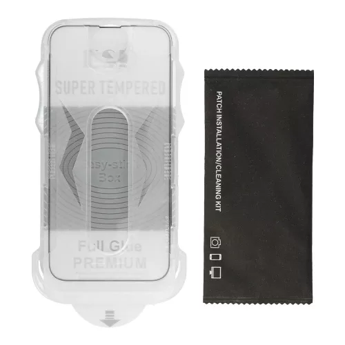 iPhone 12 / 12 Pro Easy-Stick Box Full Glue kijelzővédő üvegfólia fekete