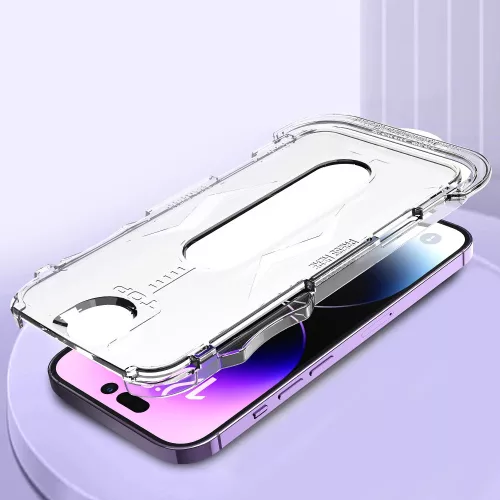 iPhone 12 / 12 Pro Easy-Stick Box Full Glue kijelzővédő üvegfólia fekete