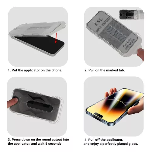 iPhone 13 Pro  Max / 14 Plus Easy-Stick Box Full Glue kijelzővédő üvegfólia fekete