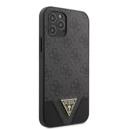 Guess PU 4G Triangle tok, iPhone 12/12 Pro 6.1 - szürke