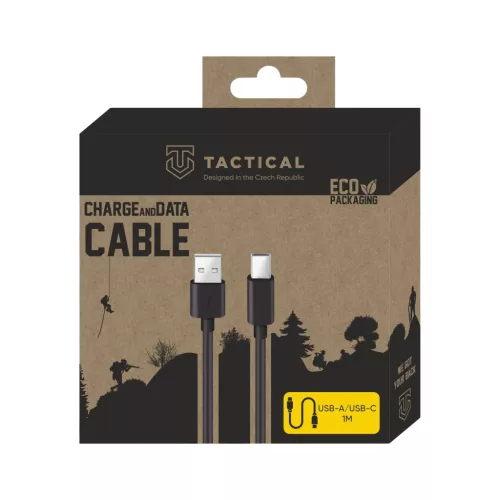 Tactical Smooth Thread kábel, USB-A/USB-C  1m - fekete