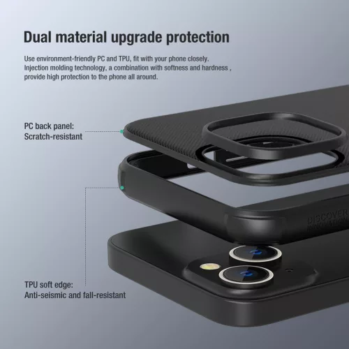 Nillkin Super Frosted PRO tok Apple iPhone 13/14 készülékhez – Fekete (logó nélkül)