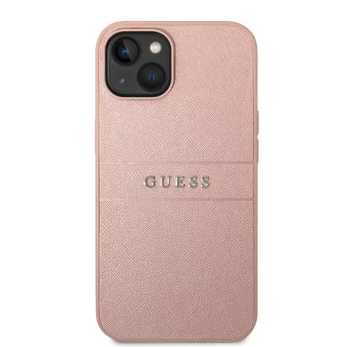 Guess PU Leather Saffiano tok, iPhone 14 Plus - rózsaszín