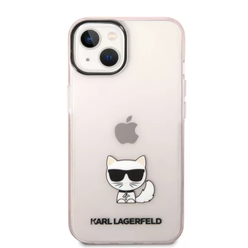 Karl Lagerfeld Choupette Logo iPhone 14 Plus tok – rózsaszín