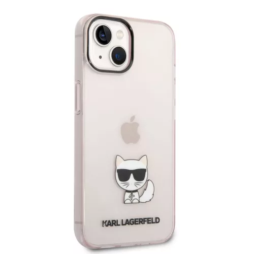 Karl Lagerfeld Choupette Logo iPhone 14 Plus tok – rózsaszín