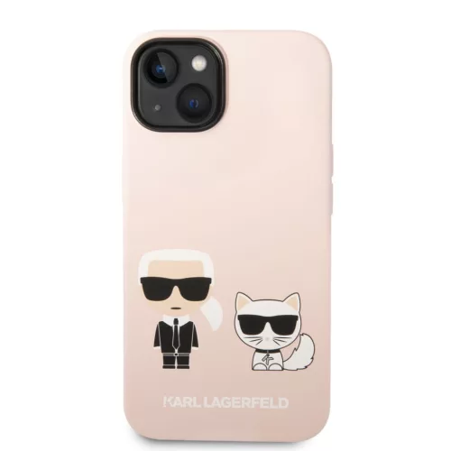Karl Lagerfeld and Choupette Liquid Silicone iPhone 14 Plus tok – rózsaszín