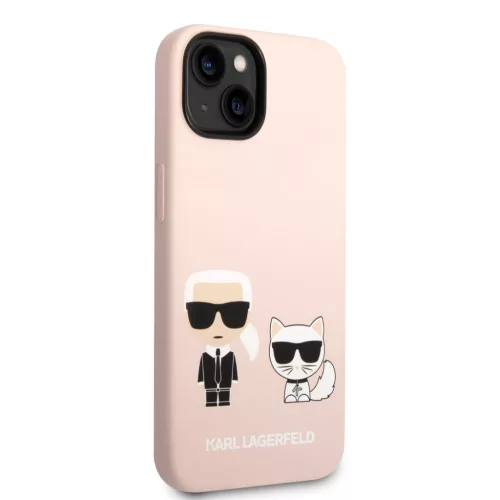 Karl Lagerfeld and Choupette Liquid Silicone iPhone 14 Plus tok – rózsaszín