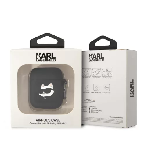 Karl Lagerfeld 3D Logo NFT Choupette Head Silicone tok, Airpods 1/2 - fekete