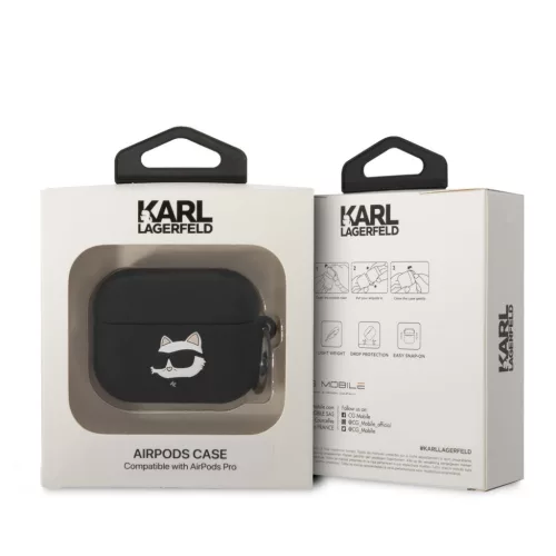 Karl Lagerfeld 3D Logo NFT Choupette Head Silicone tok, Airpods Pro - fekete