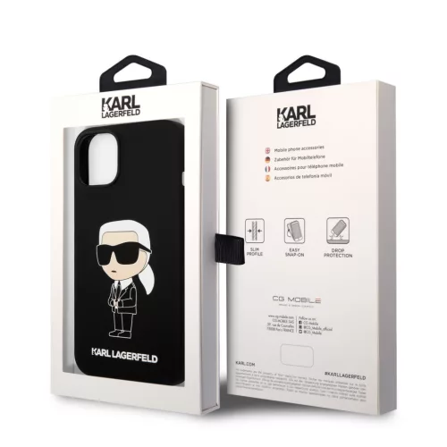 Karl Lagerfeld Liquid Silicone Ikonik NFT tok, iPhone 14 Plus - fekete