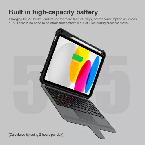Nillkin Bumper Combo Keyboard tok – Apple iPad 10.9 (2022/11 2025) – fekete