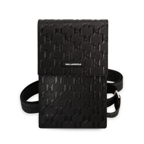 Karl Lagerfeld Saffiano Monogram Wallet Phone Bag Black - fekete