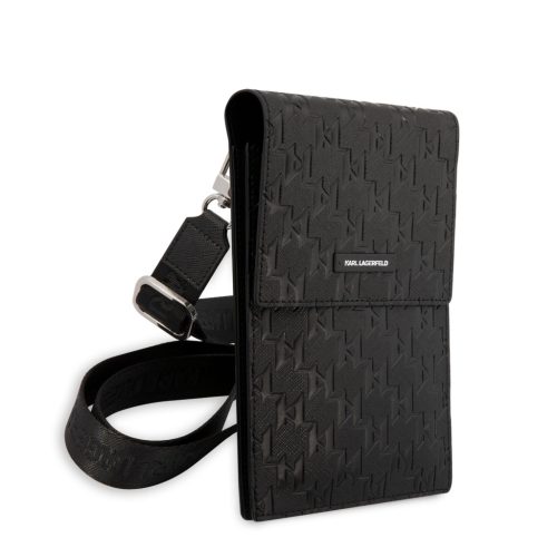 Karl Lagerfeld Saffiano Monogram Wallet Phone Bag Black - fekete