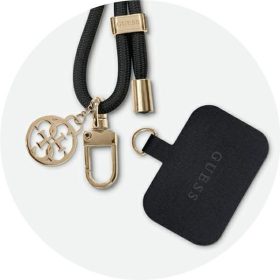 Guess Crossbody Strap Cord 4G Charm Gold/Black - fekete