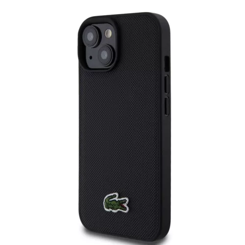Lacoste Iconic Petit Pique Szőtt Logós MagSafe tok,  iPhone 15 - fekete