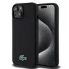 Lacoste Liquid Silicone Microfiber krokodil logós MagSafe tok iPhone 15 -  fekete 