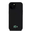 Lacoste Liquid Silicone Microfiber krokodil logós MagSafe tok iPhone 15 -  fekete 