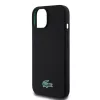 Lacoste Liquid Silicone Microfiber krokodil logós MagSafe tok iPhone 15 -  fekete 