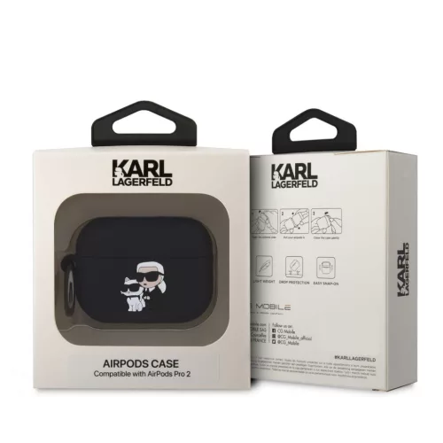 Karl Lagerfeld 3D Logo NFT Karl and Choupette Silicone tok, Airpods Pro 2 - fekete - 