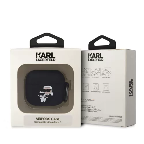 Karl Lagerfeld 3D Logo NFT Karl and Choupette Silicone tok, Airpods 3 - fekete