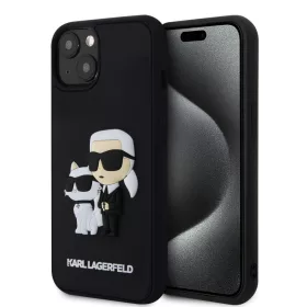   Karl Lagerfeld 3D Rubber Karl and Choupette tok, iPhone 13 - fekete
