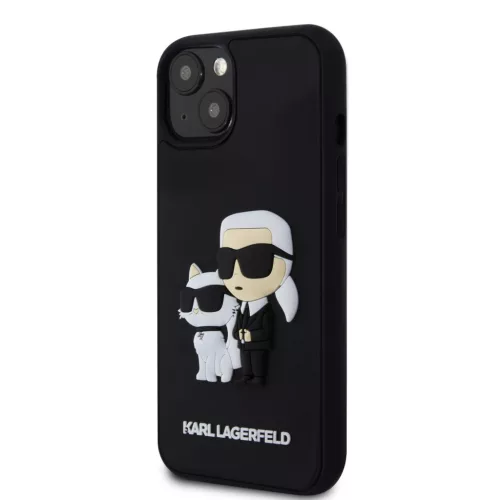 Karl Lagerfeld 3D Rubber Karl and Choupette tok, iPhone 13 - fekete