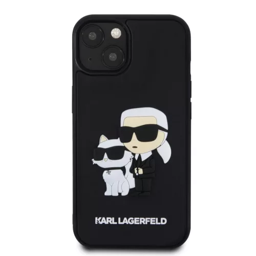 Karl Lagerfeld 3D Rubber Karl and Choupette tok, iPhone 13 - fekete