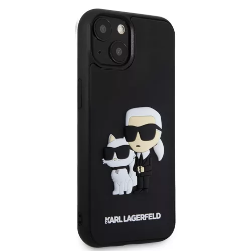 Karl Lagerfeld 3D Rubber Karl and Choupette tok, iPhone 13 - fekete
