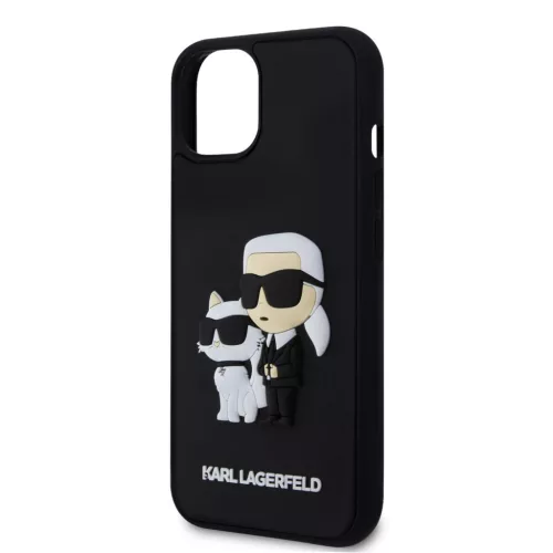 Karl Lagerfeld 3D Rubber Karl and Choupette tok, iPhone 13 - fekete