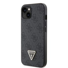   Guess PU 4G Strass Triangle Metal Logo tok, iPhone 16 Pro - fekete