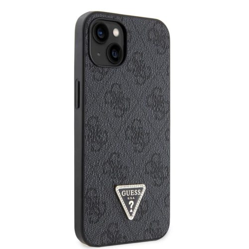 Guess PU 4G Strass Triangle Metal Logo tok, iPhone 16 Pro - fekete