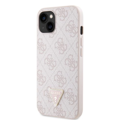 Guess PU 4G Strass Triangle Metal Logo tok, iPhone 16 Pro - rózsaszín