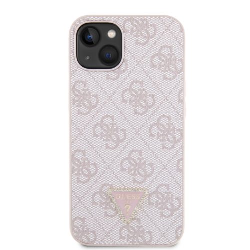 Guess PU 4G Strass Triangle Metal Logo tok, iPhone 16 Pro - rózsaszín