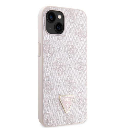 Guess PU 4G Strass Triangle Metal Logo tok, iPhone 16 Pro - rózsaszín