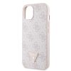 Guess PU 4G Strass Triangle Metal Logo tok, iPhone 16 Pro - rózsaszín