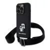 Karl Lagerfeld Saffiano Crossbody Popruh Metal Karl and Choupette tok, iPhone 15 Pro - fekete -