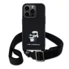 Karl Lagerfeld Saffiano Crossbody Popruh Metal Karl and Choupette tok, iPhone 15 Pro - fekete -