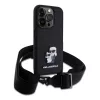 Karl Lagerfeld Saffiano Crossbody Popruh Metal Karl and Choupette tok, iPhone 15 Pro - fekete -