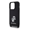 Karl Lagerfeld Saffiano Crossbody Popruh Metal Karl and Choupette tok, iPhone 15 Pro - fekete -