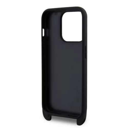 Karl Lagerfeld Saffiano Crossbody Popruh Metal Karl and Choupette tok, iPhone 15 Pro - fekete -