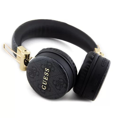 Guess PU Leather 4G Metal Logo Wireless Headphone Black - fekete