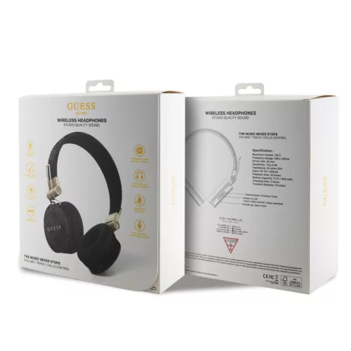 Guess PU Leather 4G Metal Logo Wireless Headphone Black - fekete