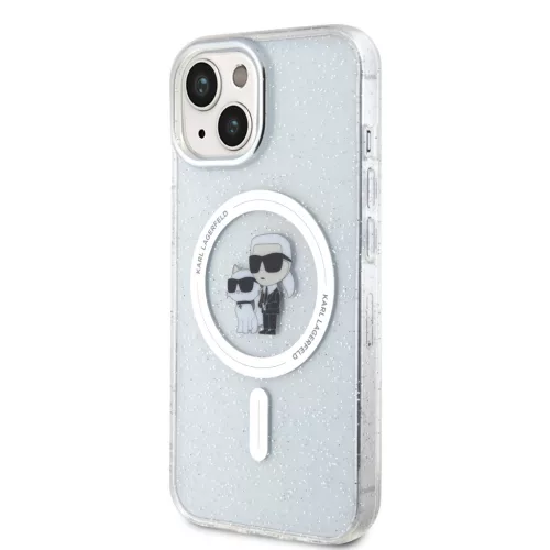 Karl Lagerfeld IML Glitter Karl and Choupette MagSafe iPhone 15 tok – átlátszó