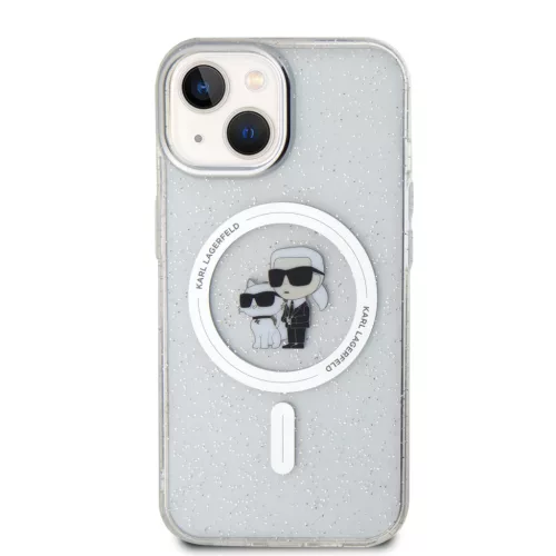 Karl Lagerfeld IML Glitter Karl and Choupette MagSafe iPhone 15 tok – átlátszó