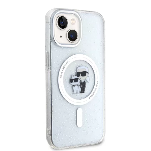Karl Lagerfeld IML Glitter Karl and Choupette MagSafe iPhone 15 tok – átlátszó