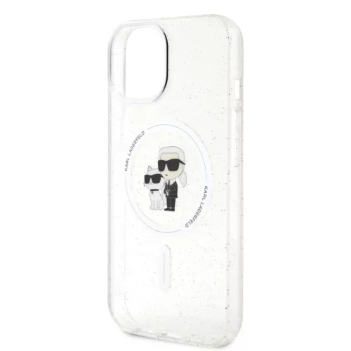 Karl Lagerfeld IML Glitter Karl and Choupette MagSafe iPhone 15 tok – átlátszó