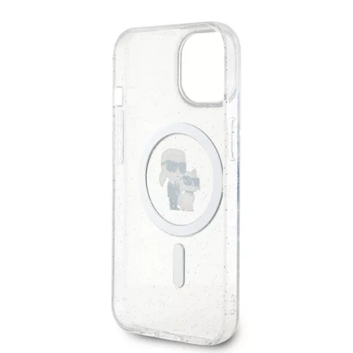Karl Lagerfeld IML Glitter Karl and Choupette MagSafe iPhone 15 tok – átlátszó