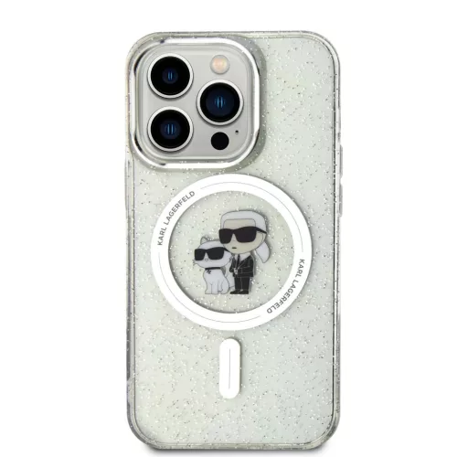 Karl Lagerfeld IML Glitter Karl and Choupette MagSafe iPhone 15 Pro tok – átlátszó